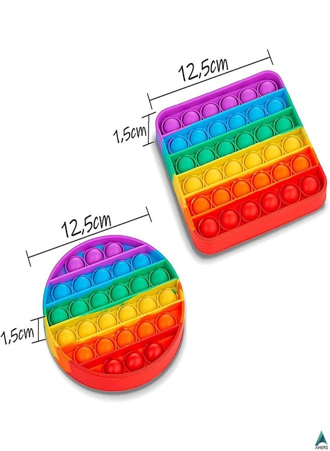 AIMERS Pop it Set of 3 Rainbow Push Pop Fidget Toy Anti-Stress and Toy for Children and Adults (Heart, Circle and Square) - Image 4